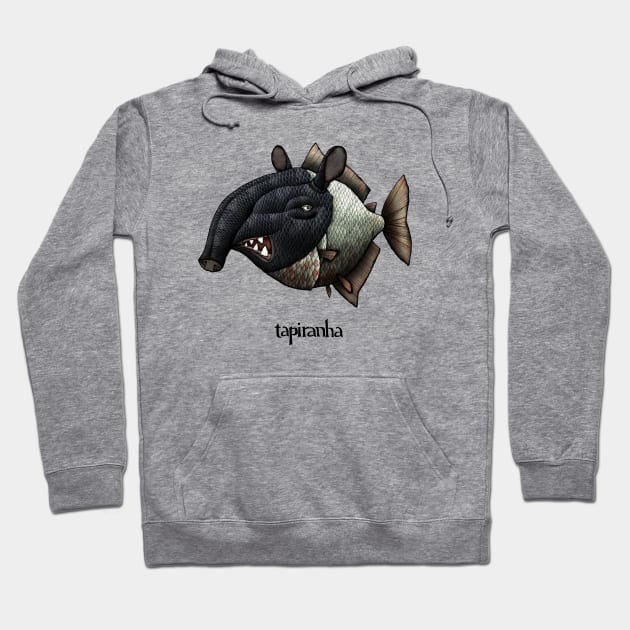 Tapiranha Cartoon Illustration Hoodie by mikelevett